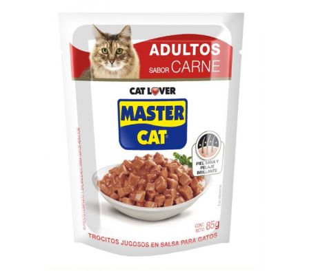 ALIM.GATO MASTER CAT TROCITOS CARNE 85gr