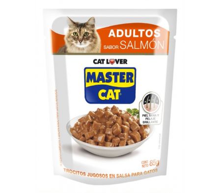 ALIM.GATO MASTER CAT TROCITOS SALMON 85gr