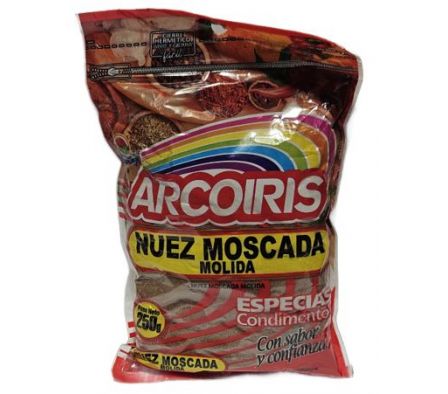 NUEZ MOSCADA MOLIDA ARCOIRIS 250gr PAQ.