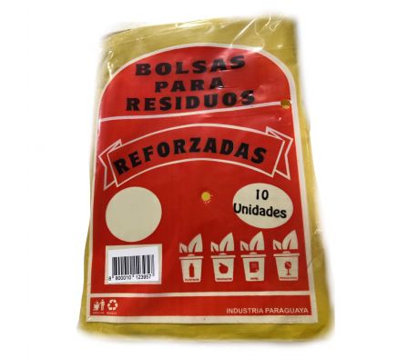 BOLSA P/RESIDUOS REFORZADAS 10x300Lt AMARILLA