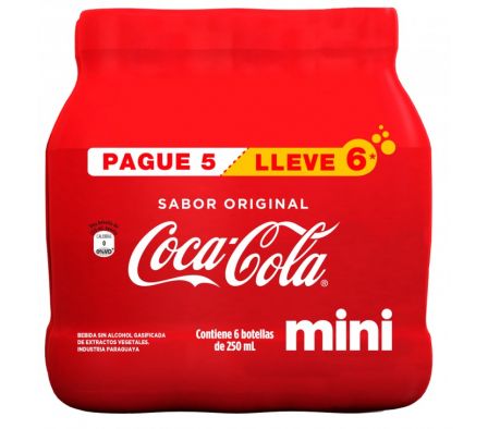 SIX PACK MINI GASEOSA COCA COLA 6x250ml