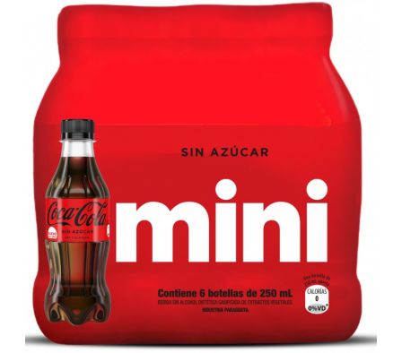 SIX PACK GASEOSA COCA ZERO 6x250ml