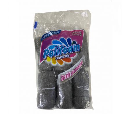 LANA DE ACERO POLIFOAM x6 ROLLITOS