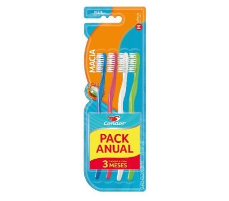 PACK x4 CEPILLO DENTAL PLUS CONDOR 