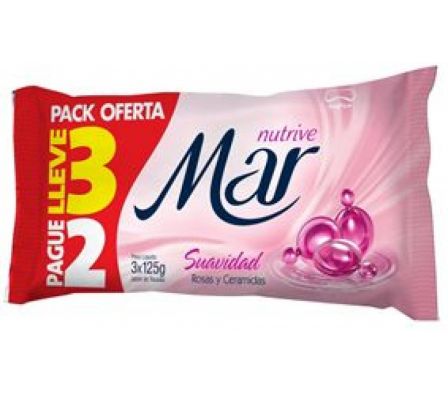 JABON MAR NUTRIVE ROSA SUAVIDAD 3x125gr