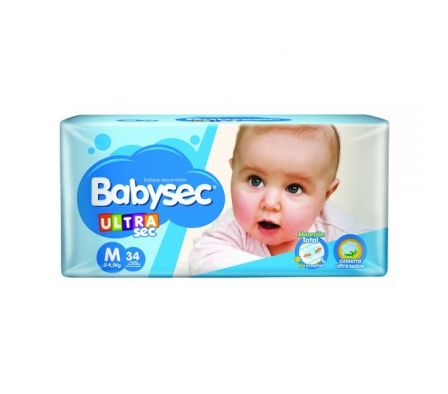 PAÑAL BABYSEC ULTRA HIPER MED 34UN