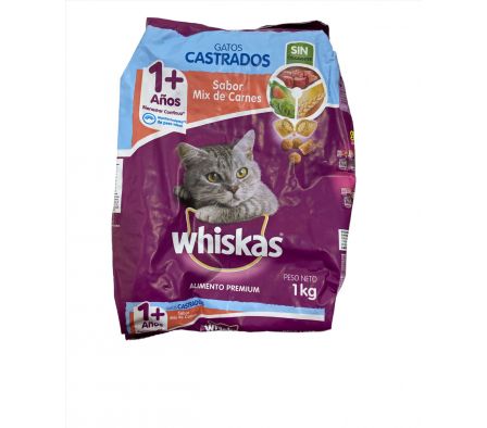 ALIM.P/GATOS WHISKAS CASTRADO MIX CARNES 1Kg