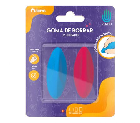 GOMA DE BORRAR P/ ZURDOS X2 TORRE (24)