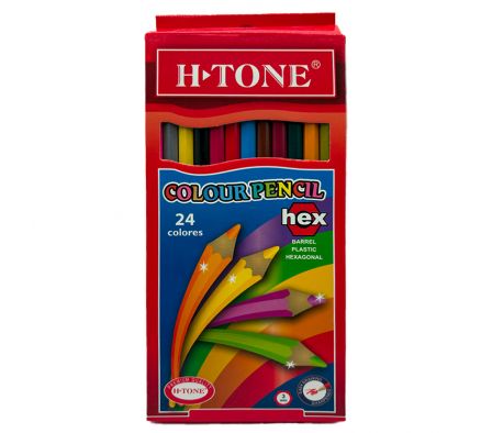 CAJITA LAPICES FLEXIBLE DE 24 COLORES LARGO H-TONE