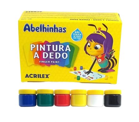 PINTURA A DEDO DE 6 COLORES 30 ML ACRILEX