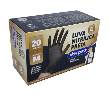 GUANTE DE NITRILO NEGRO M x20un