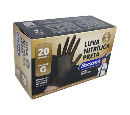 GUANTE DE NITRILO NEGRO Gde x20un