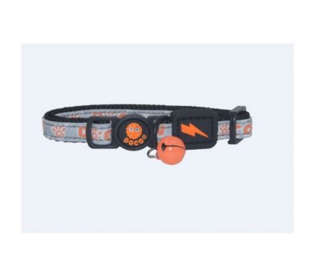COLLAR DE NYLON P/ GATO DOCO REFLECTIVO -NARANJA-