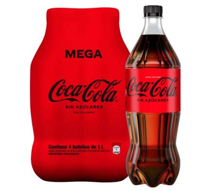 PACK x4 COCA COLA ZERO 1Lt.