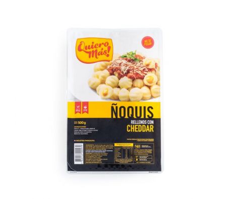 ÑOQUIS RELLENOS CON CHEDDAR QUIERO MAS 500GR.