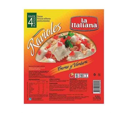 RAVIOLES LA ITALIANA DE CARNE 500  GR