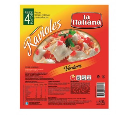 RAVIOLES LA ITALIANA CON VERDURAS 500  GR