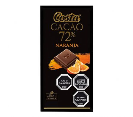 CHOCOLATE COSTA CACAO 72% NARANJA 80G