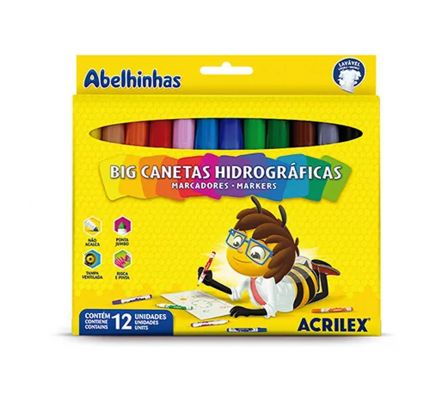 CAJITA MARCADORES DE 12 COLORES LARGO ACRILEX