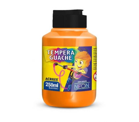 TEMPERA GAUCHE NEON NARANJA 250ML ACRILEX 