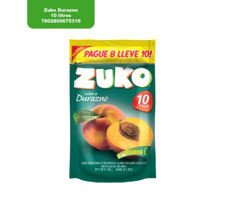 REFRESCO ZUKO DURAZNO 10Lt.