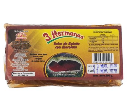 DULCE BATATA C/CHOCO.3 HERMANAS 200GR