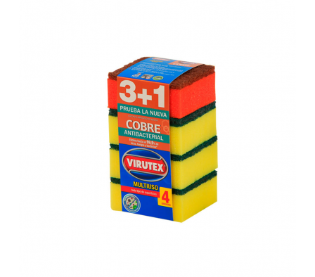 ESPONJA VIRUTEX MULTIUSO/ANTIBACTERIAL 3+1 UNI.