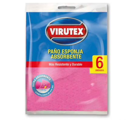 PAÑO VIRUTEX ESPONJA ABSORBENTE 6 UNIDADES