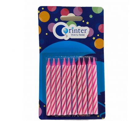 VELA PALITO CORINTER ROSA X 10 UNIDADES