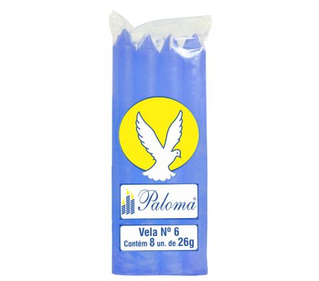 VELA PALOMA Nº 6 CESLESTE LARGO X 8 UNIDADES