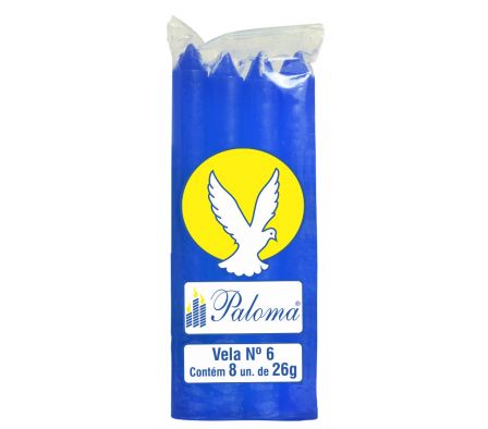 VELA PALOMA Nº6 AZUL LARGO X8 UNIDADES