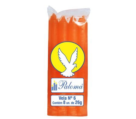 VELA PALOMA NRO 6 NARANJA 24X8 UNIDADES