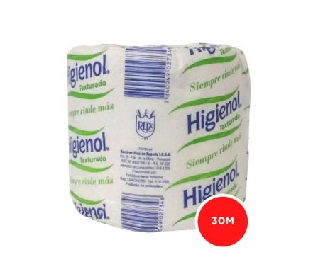 PAPEL HIGIENICO HIGIENOL TEXT 1x30 MT