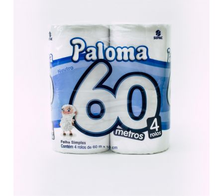 PAPEL HIGIENICO PALOMA NEUT 60 MTS 4 UNID