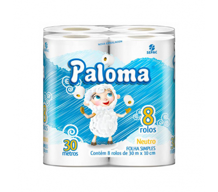 PAPEL HIGIENICO PALOMA NEUTRO AZUL X 8 UNIDADES 