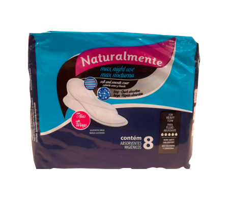 TOALLA HIG. NATURALMENTE NOCTURNA CON ALAS X 8 UND