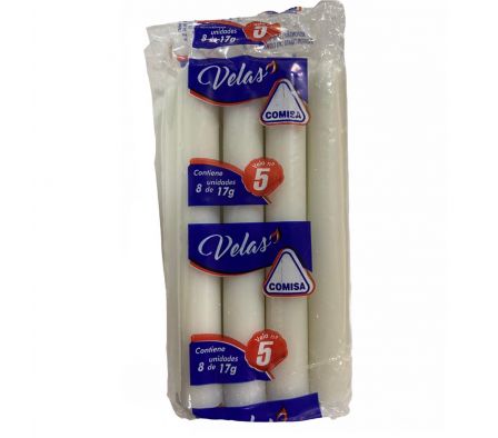 VELA COMISA Nº 5 MEDIANOS  X 8 UNIDADES