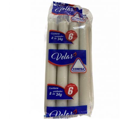 VELA COMISA Nº6 LARGOS X 8 UNIDADES