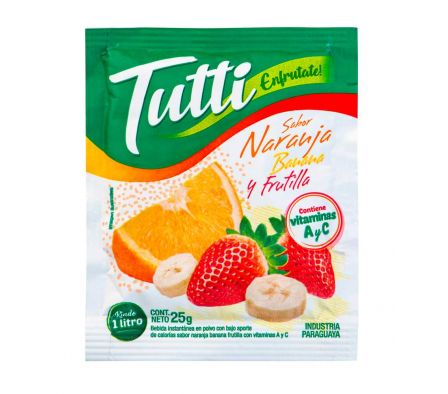 JUGO POLVO TUTTI NARANJA BANANA FRUTILLA 25 GR