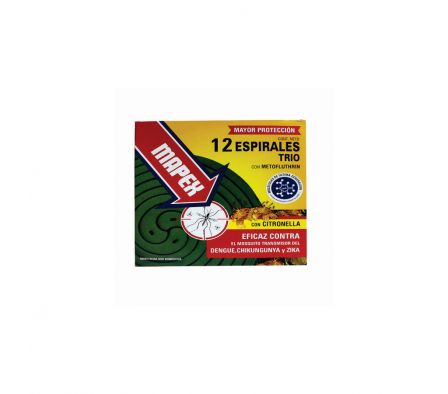 ESPIRAL TRIO MAPEX CON CITRONELLA 12 UNIDADES