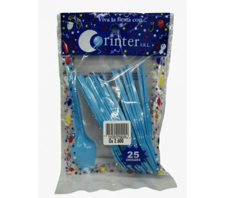 CUCHARA PLAST.CORINTER CELESTE 25un