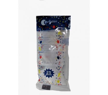 TENEDOR PLAST.CORINTER TRANSP 25un