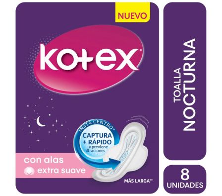 TOALLAS HIG. KOTEX FEM NOCTURNO CON ALAS X 8 UND
