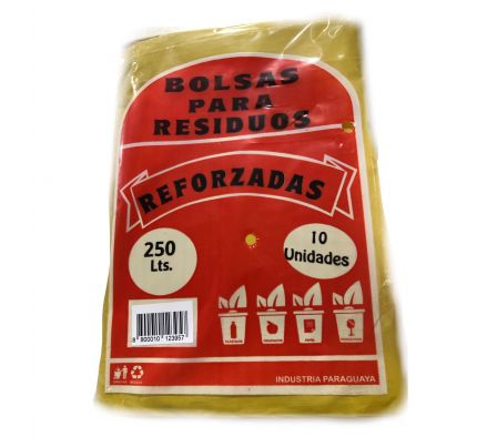 BOLSA P/RESIDUO AMAR.REFORZ.10x 250lt