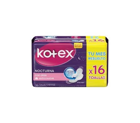 TOALLAS HIG. KOTEX NOCTURNA CON ALAS 16und