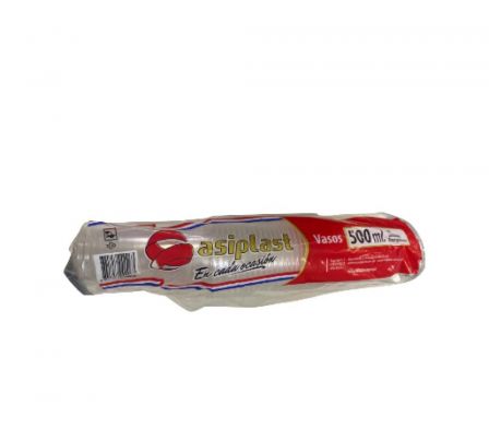 VASO PLASTICO ASIPLAST TRANSP.500 CC.