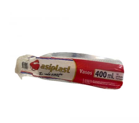 VASO PLASTICO ASIPLAST TRANSPARENTE 400 CC.