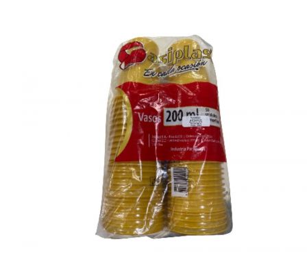 VASO PLASTICO ASIPLAST AMARILLO 200 ML 50UN.