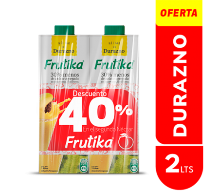 PACK X2 FRUTIKA DURAZNO 1 LT