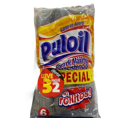 LANA DE ACERO PULOIL ROLL X 6 PAGUE 2 LLEVE 3